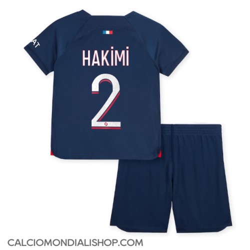 Maglie da calcio Paris Saint-Germain Achraf Hakimi #2 Prima Maglia Bambino 2023-24 Manica Corta (+ Pantaloni corti)